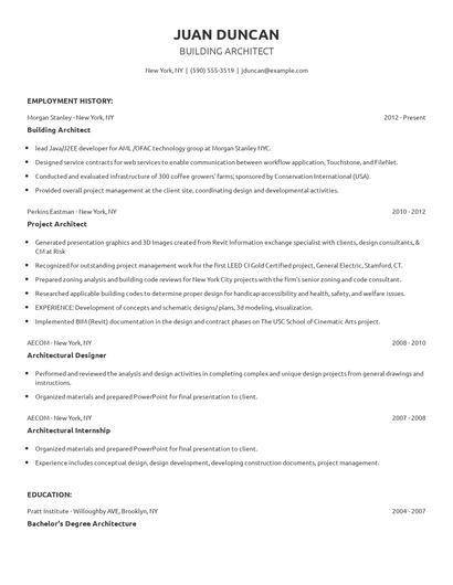 Building Architect Resume