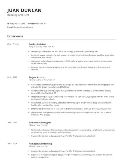 Building Architect Resume