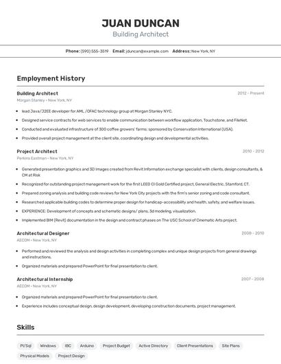 Building Architect Resume