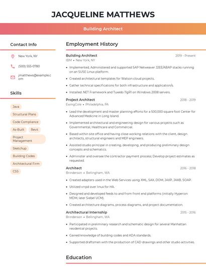 Building Architect Resume