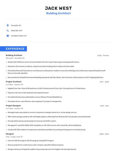 Building Architect Resume