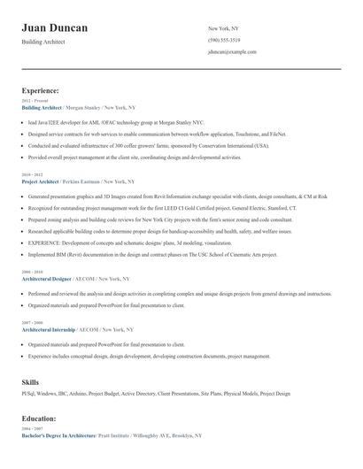 Building Architect Resume