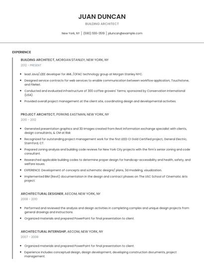 Building Architect Resume