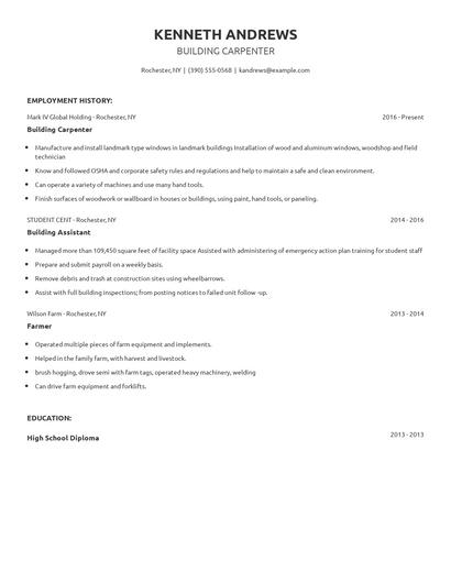 Building Carpenter Resume