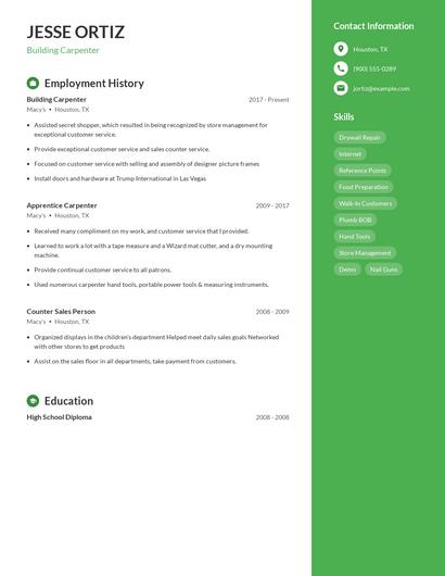 Building Carpenter Resume