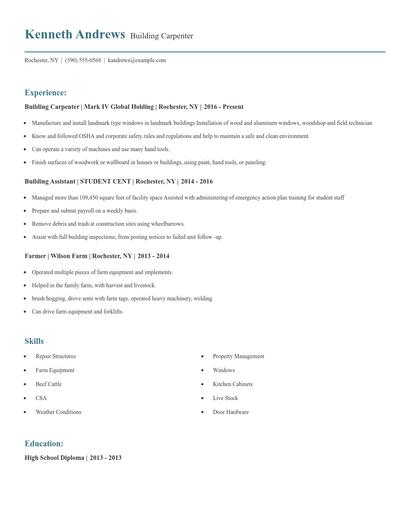 Building Carpenter Resume