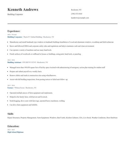 Building Carpenter Resume