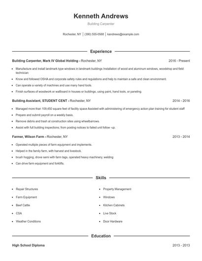 Building Carpenter Resume
