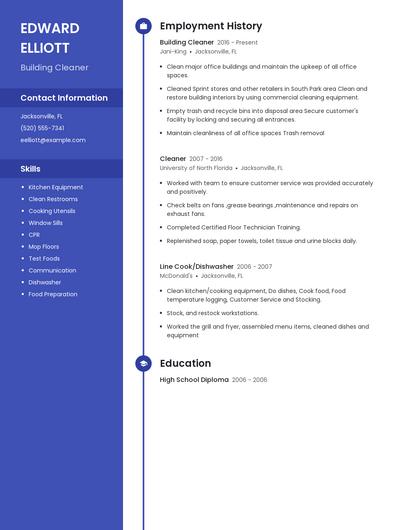 Building Cleaner Resume