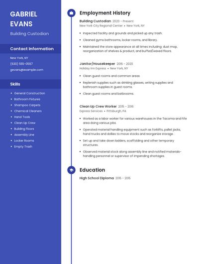 Building Custodian Resume