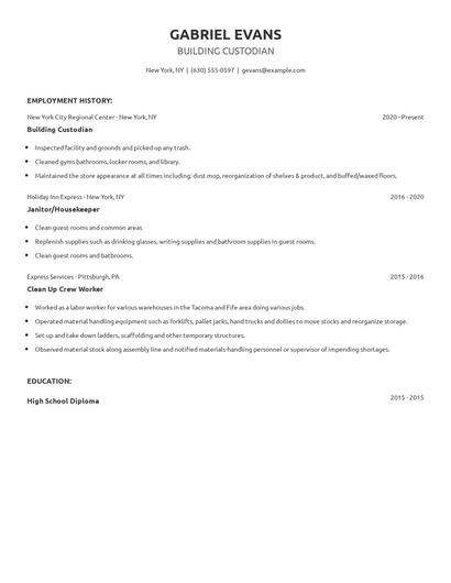 Building Custodian Resume