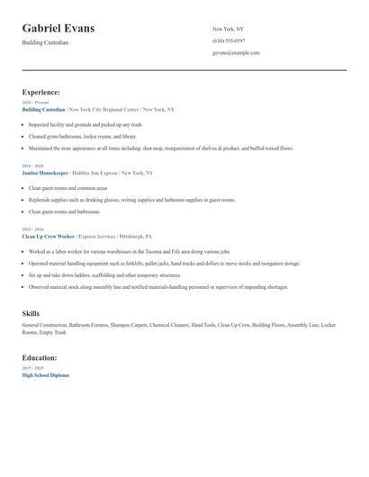 Building Custodian Resume