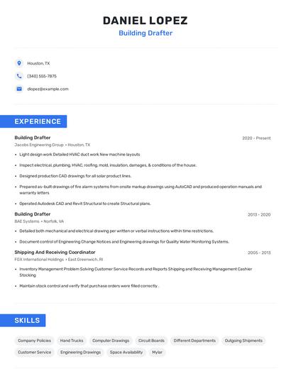 Building Drafter Resume