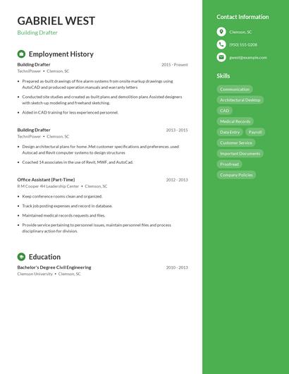 Building Drafter Resume