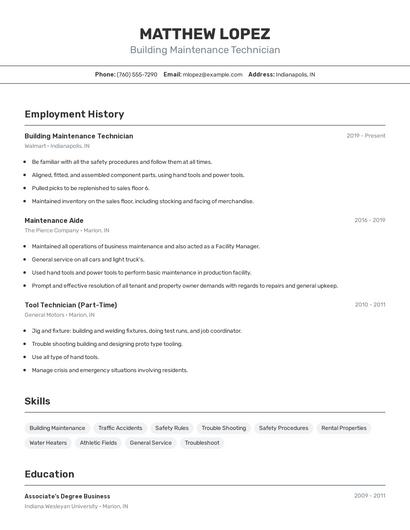 Resume example 2