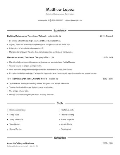Resume example 1