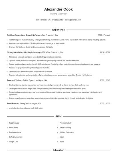 Resume example 1