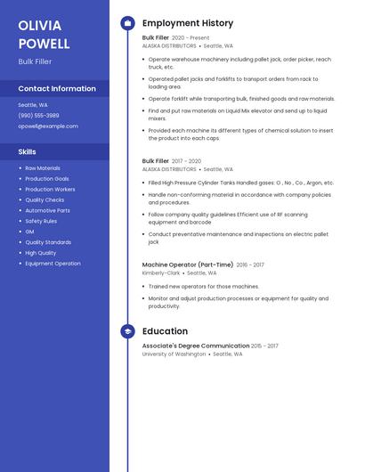 Bulk Filler Resume