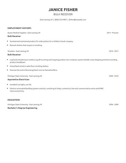 Bulk Receiver Resume