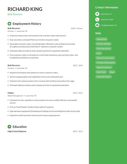 Bulk Receiver Resume