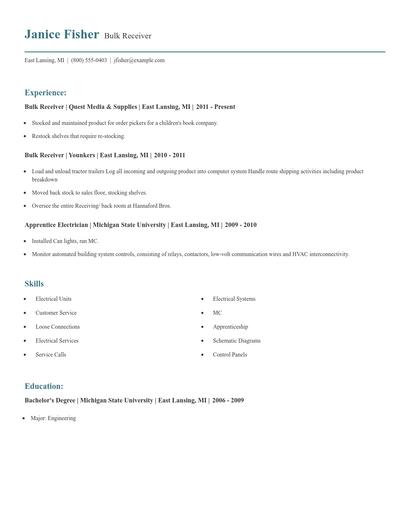 Bulk Receiver Resume