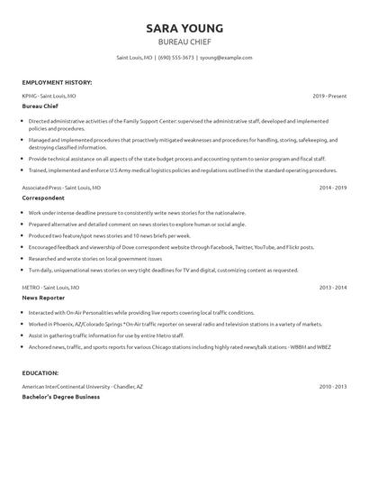 Bureau Chief Resume