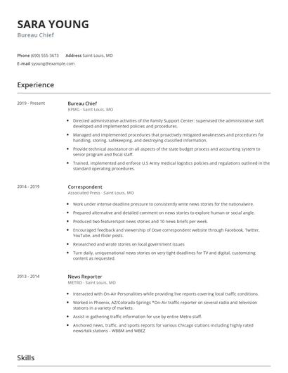 Bureau Chief Resume