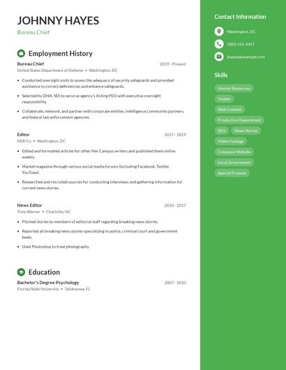 Bureau Chief Resume