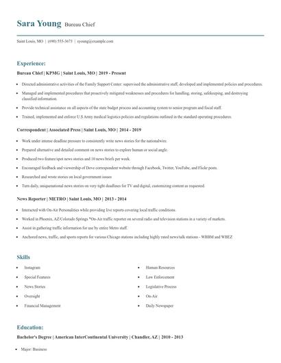 Bureau Chief Resume