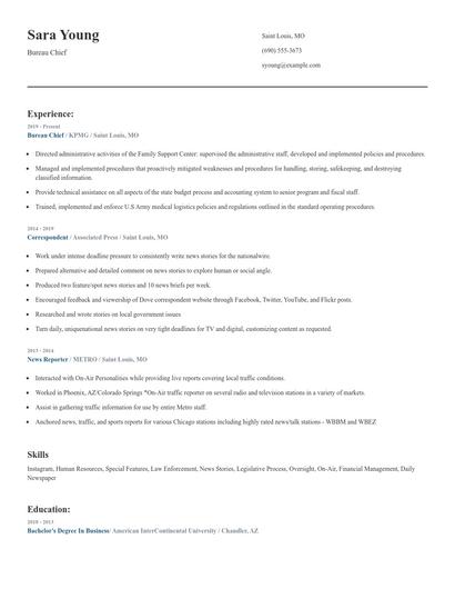 Bureau Chief Resume