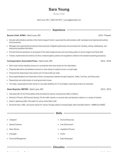 Bureau Chief Resume