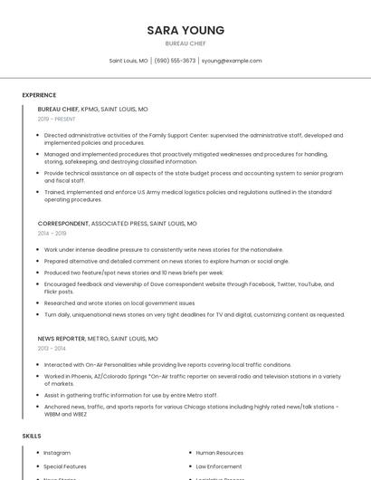 Bureau Chief Resume