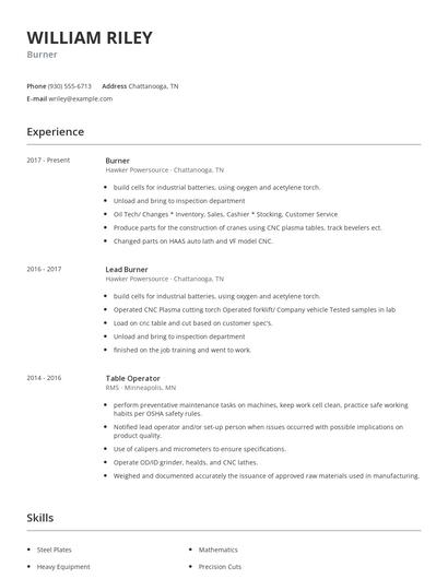 Burner Resume