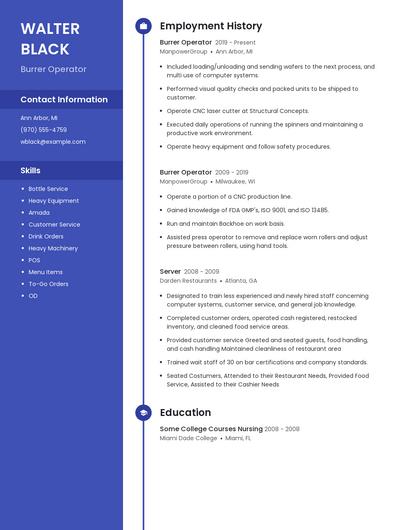 Burrer Operator Resume