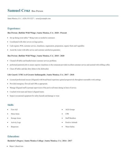 Bus Person Resume