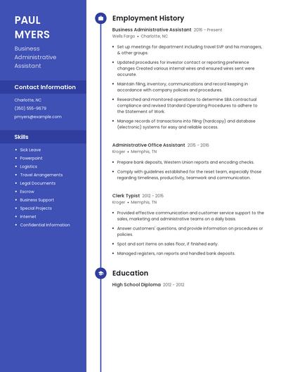 Business Administrative Assistant Resume