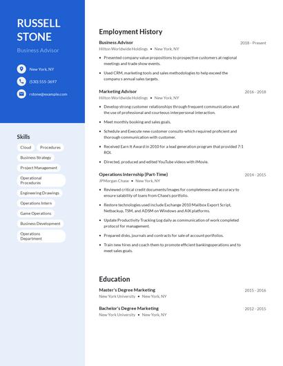 Business Advisor Resume