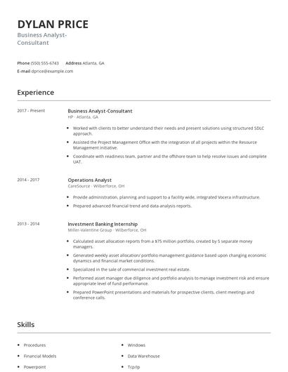 Business Analyst-Consultant Resume