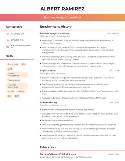 Business Analyst-Consultant Resume