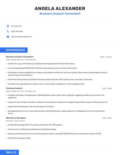 Business Analyst-Consultant Resume