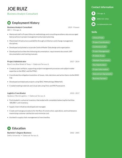 Business Analyst-Consultant Resume