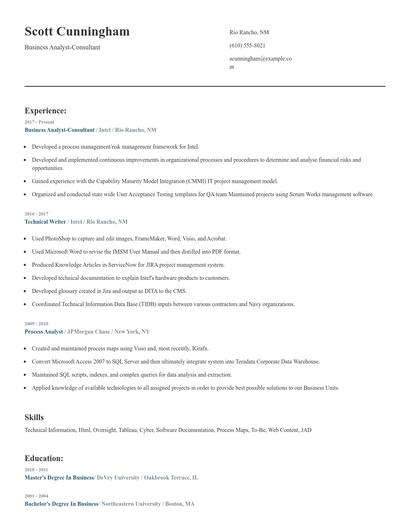Business Analyst-Consultant Resume