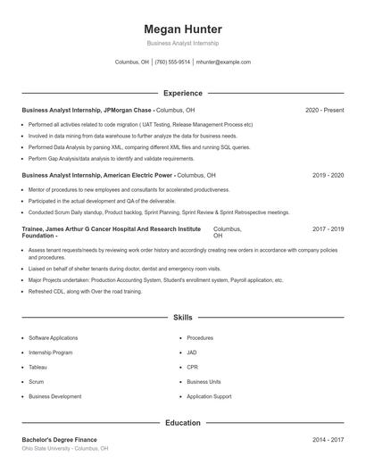 Resume example 1