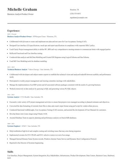 Business Analyst-Product Owner Resume