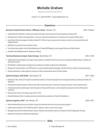 Business Analyst-Product Owner Resume