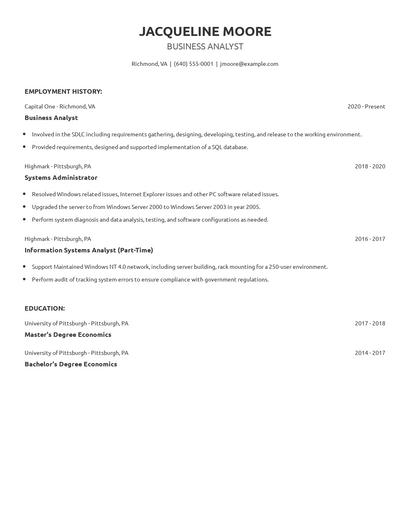 Business Analyst Resume