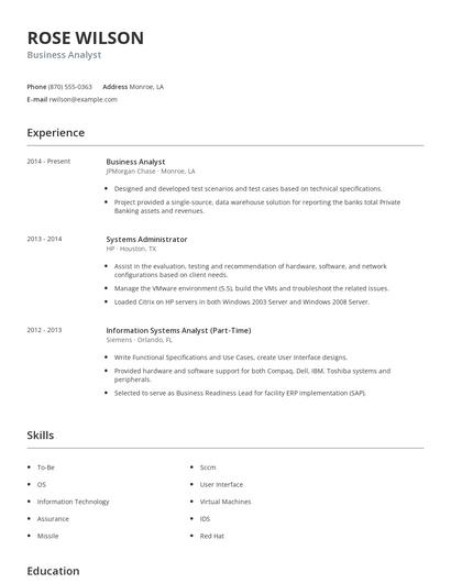 Business Analyst Resume
