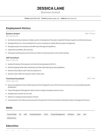 Business Analyst Resume