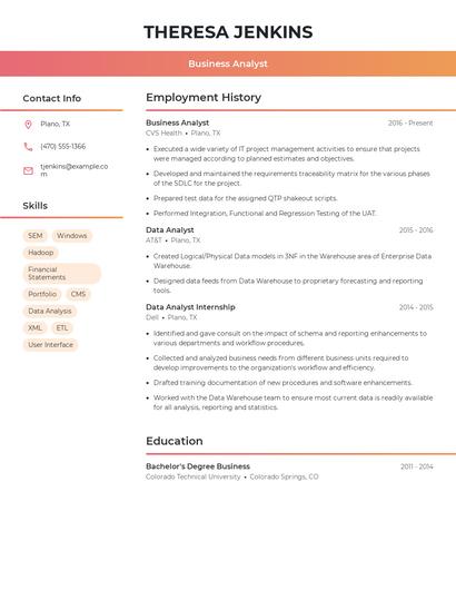 Business Analyst Resume