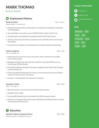 Business Analyst Resume